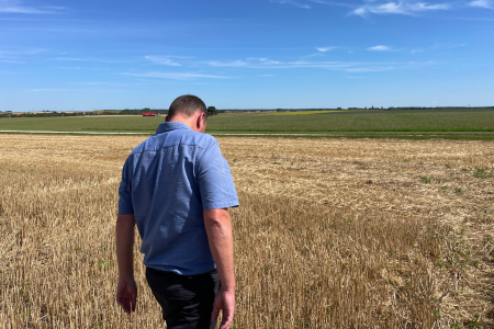 Agriculteur hervé charpentier pionnier en agroécologie dans un champs