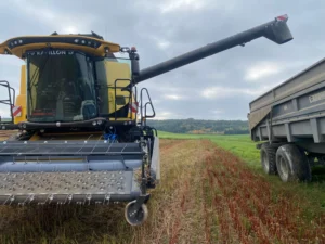 Romuald Carrouge Moissonneuse avec pick up à tapis